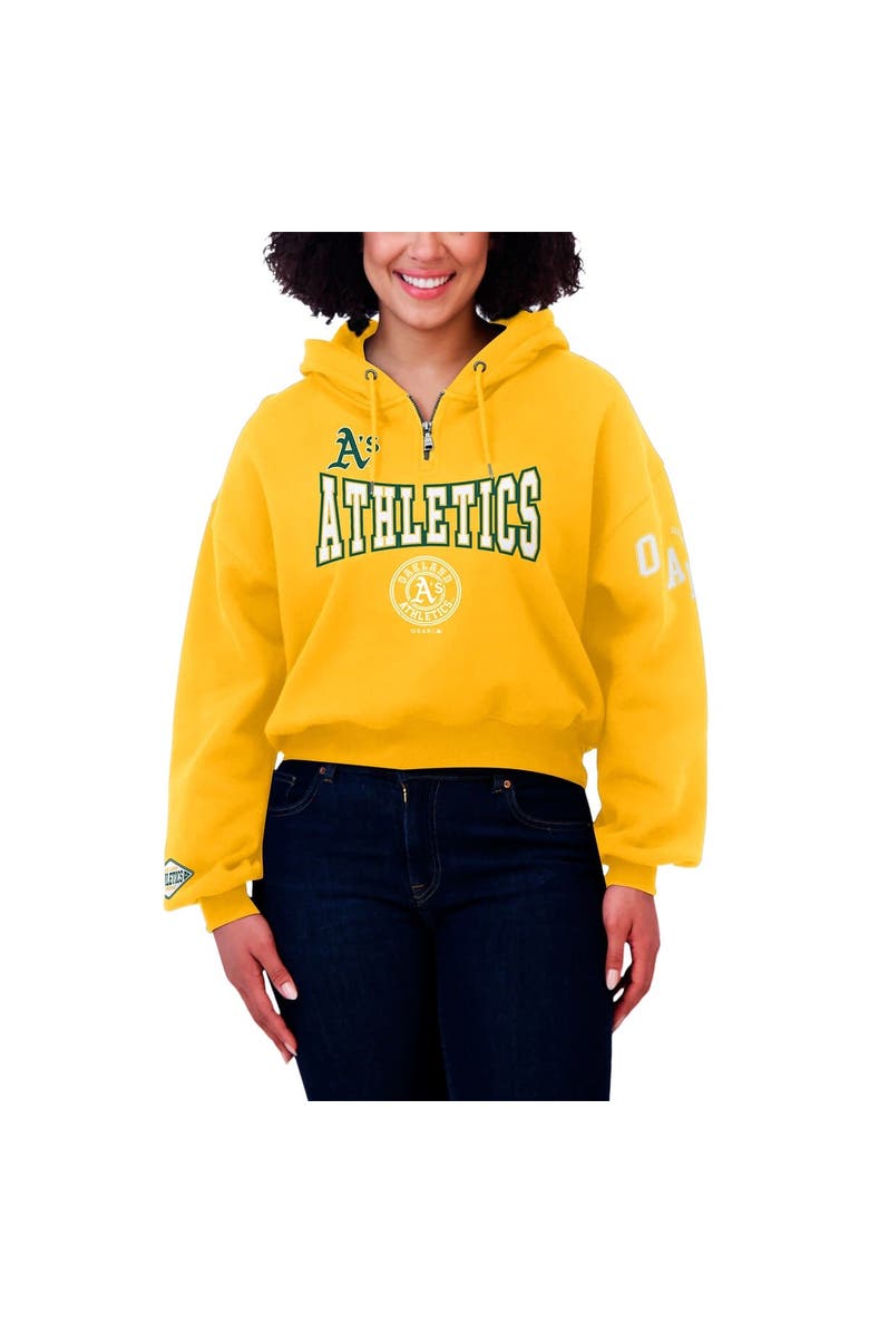 WEAR by Erin Andrews Women's WEAR by Erin Andrews Gold Oakland Athletics  Patch Quarter-Zip Hoodie, Alternate, color, Gold