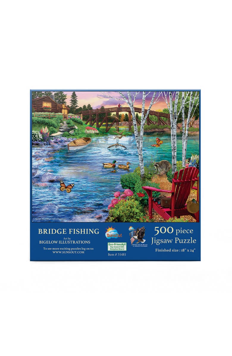 Sunsout Bridge Fishing 500 piece Jigsaw Puzzle for Adults, Alternate, color, Multicolor