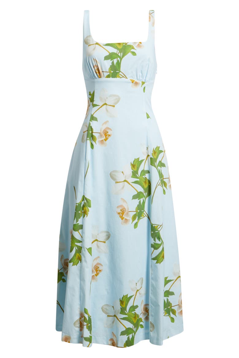 Floral Square Neck Cotton Dress, Alternate, color, BLUE MULTI