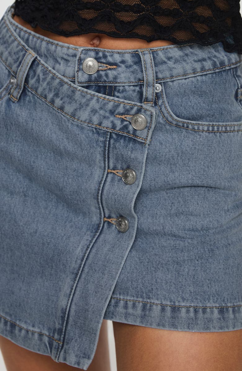 Princess Polly Denis Asymmetric Denim Skirt, Alternate, color, 