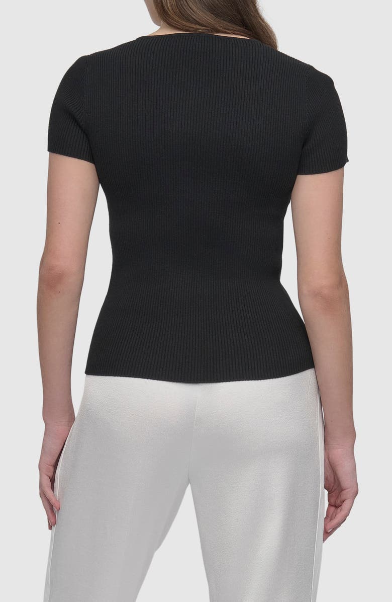 DKNY Square Neck Short Sleeve Cotton Blend Sweater, Alternate, color,