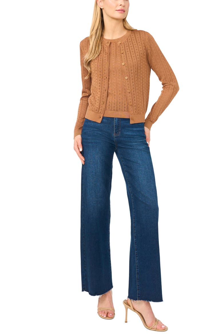 Valerie Pointelle Stitch Cardigan, Alternate, color, GINGERSNAP