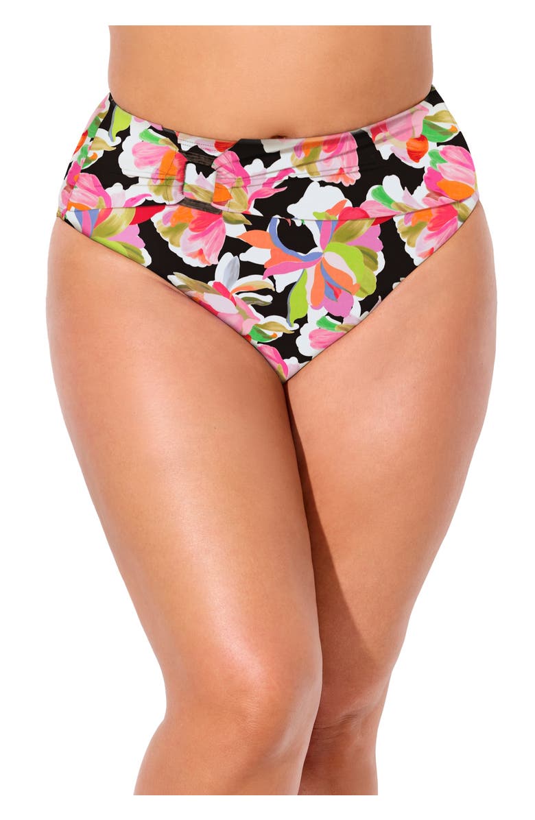 Swimsuits for All Ring Bikini Bottom, Main, color, Black Watercolor Floral