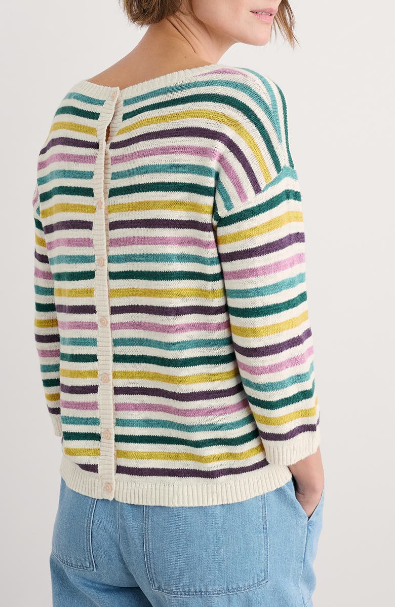 Seasalt Cornwall Knavock Stripe Organic Cotton & Linen Sweater, Alternate, color, Knit Mini Cornish Orchid Multi