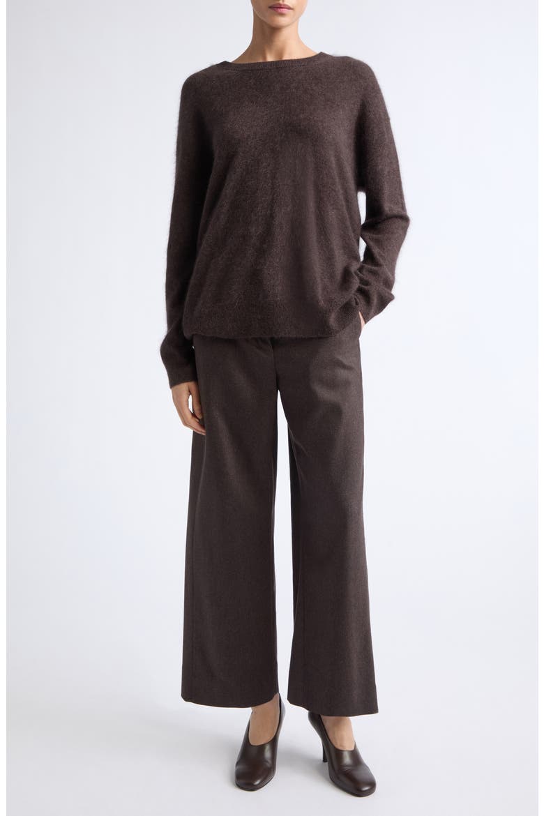 Floria Stretch Virgin Wool Crop Pants, Alternate, color, BROWN