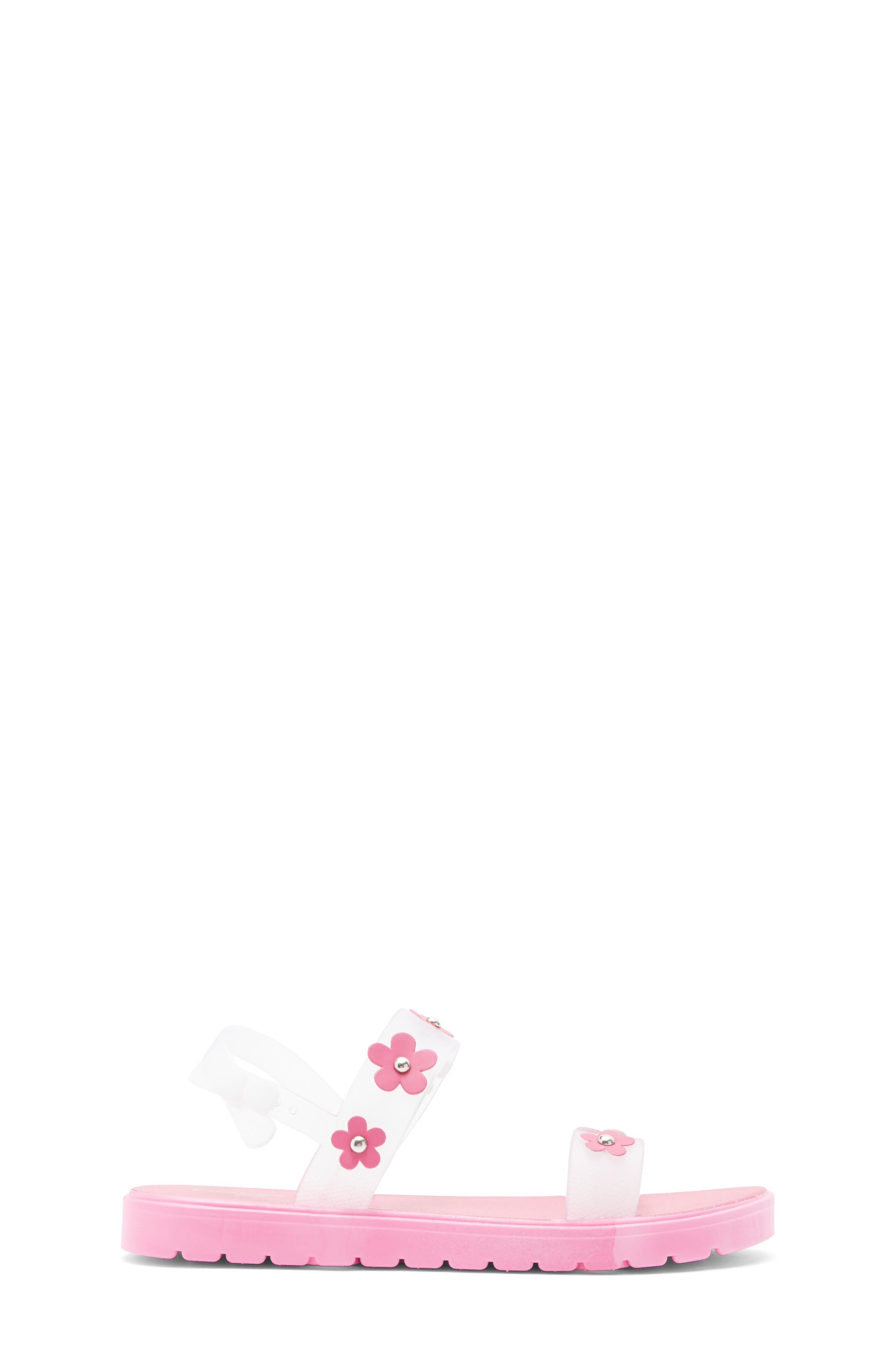 bebe Kids' Flower Rivet Double Strap Sandal, Alternate, color, Fuschia