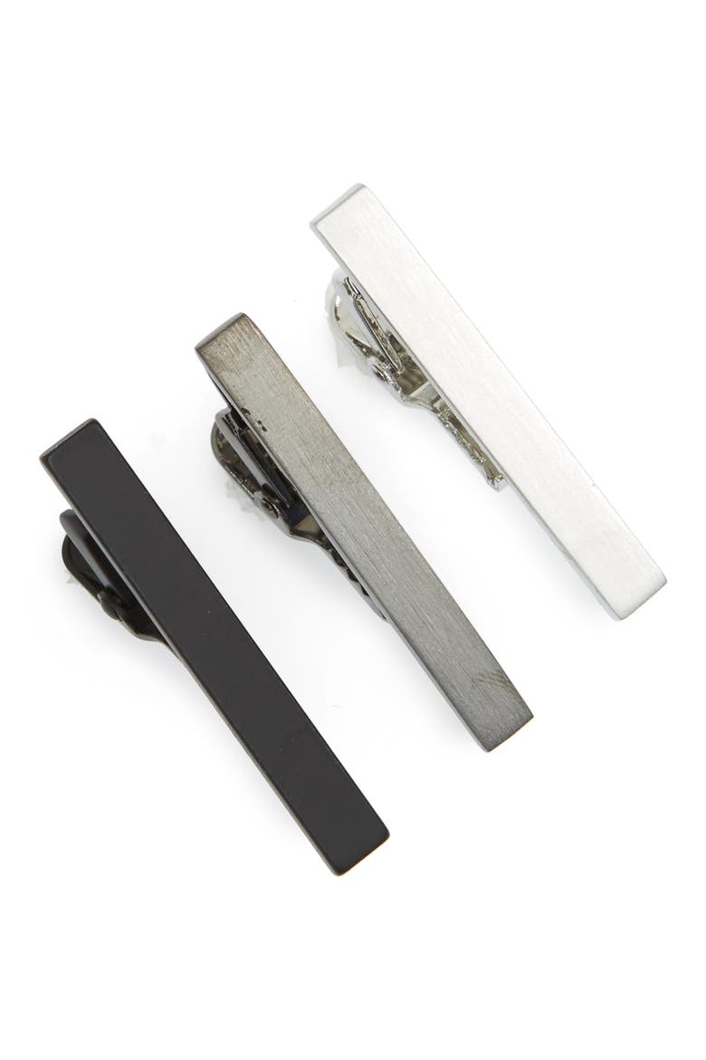 3-Pack Tie Bar Set, Main, color, Z/DNUGUNMETAL/ SILVER/ BLACK