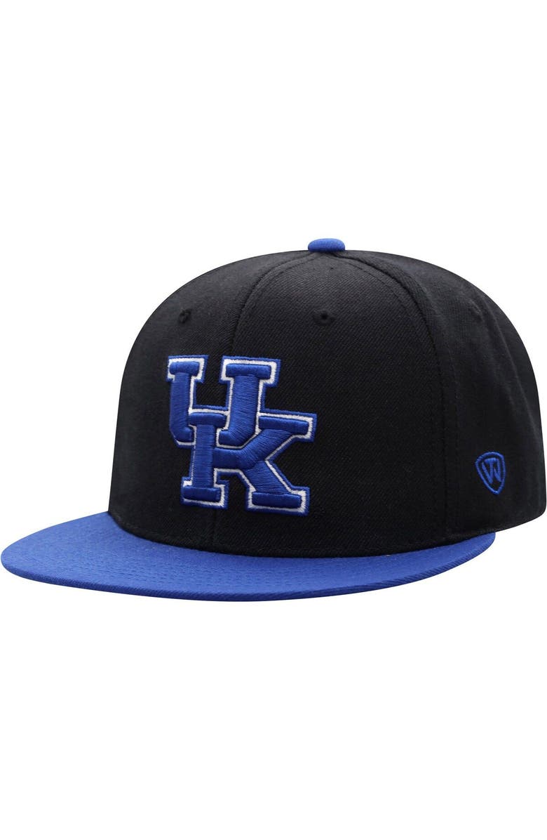 TOP OF THE WORLD Men's Top of the World Black/Royal Kentucky Wildcats Team Color Two-Tone Fitted Hat, Main, color, Black