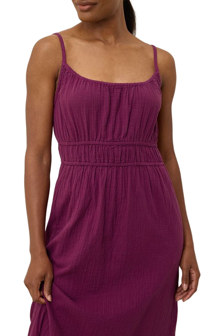 Organic Cotton Coastal Double Gauze Cami Maxi Dress, Alternate, color, Sangria