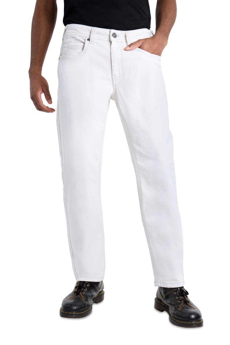 Saddle Stitch Slim Fit Jeans, Main, color, WHITE