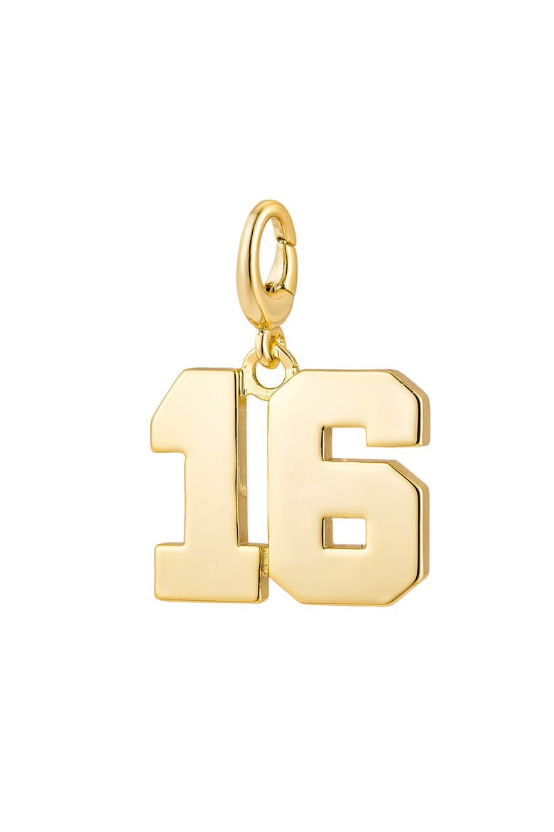 Drip Digits Number Pendant Charm, Main, color, gold 16