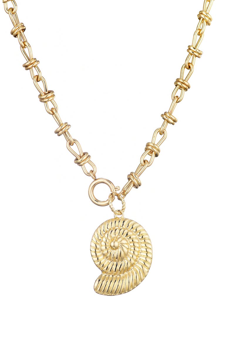 Textured Shell Pendant Necklace, Main, color, GOLD