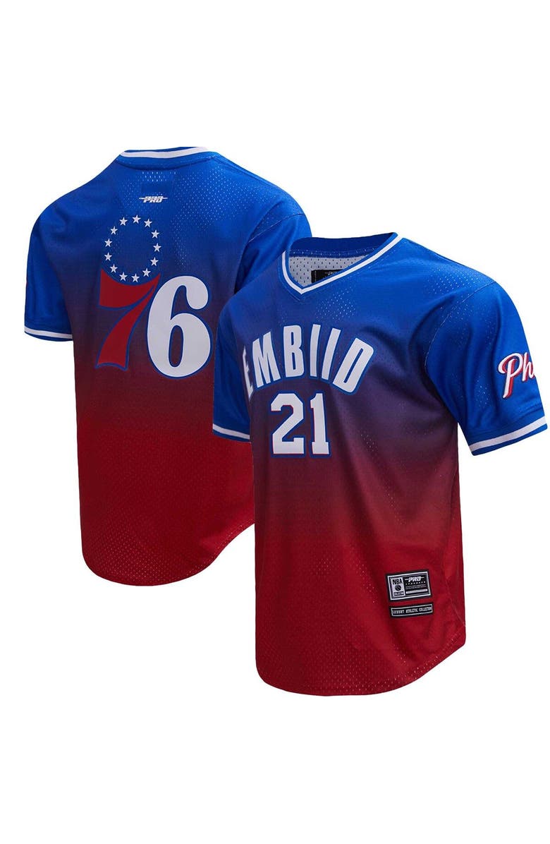 Post Men's Post Joel Embiid Royal/Red Philadelphia 76ers Ombre Name & Number T-Shirt, Main, color, Royal