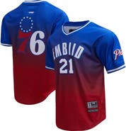 Post Men's Post Joel Embiid Royal/Red Philadelphia 76ers Ombre Name & Number T-Shirt
