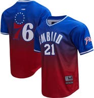 Post Men's Post Joel Embiid Royal/Red Philadelphia 76ers Ombre Name & Number T-Shirt