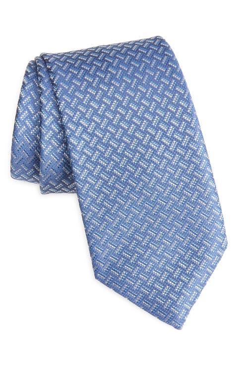 Geometric Jacquard Silk Tie