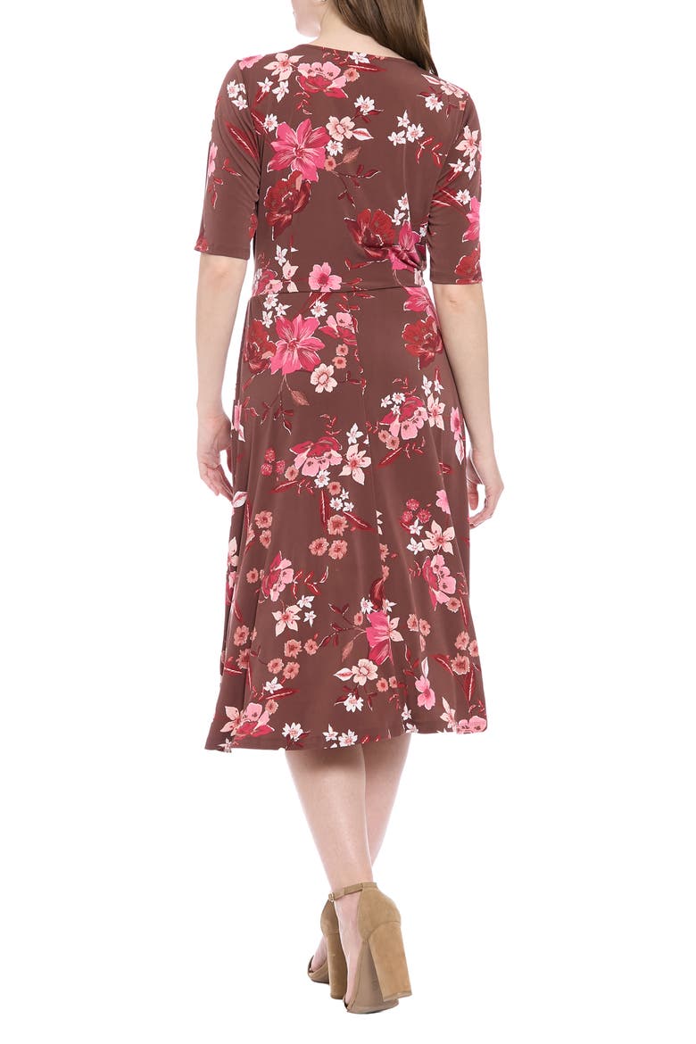 Midi Fit & Flare Dress, Alternate, color, CHOCO/ CORAL