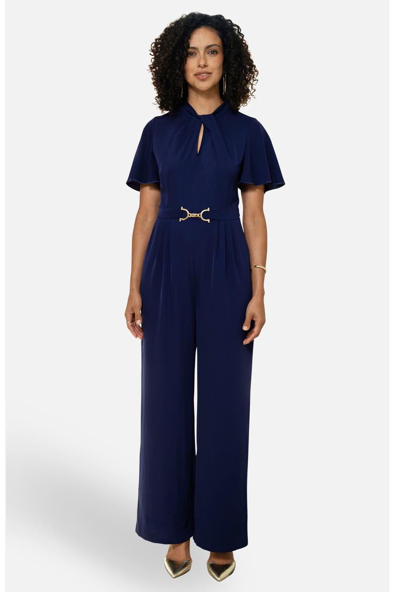 Twist Knot Buckle Detail Jumpsuit, Alternate, color, Navy