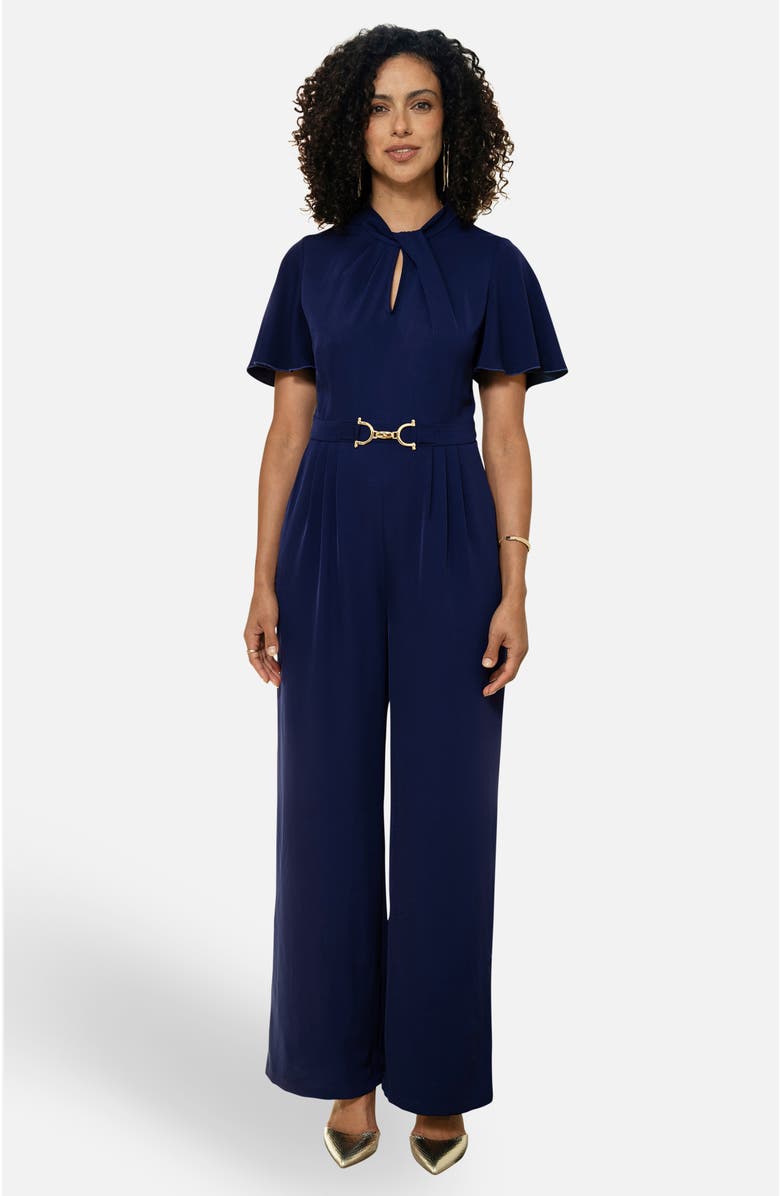 Yumi Twist Knot Buckle Detail Jumpsuit, Alternate, color, Navy
