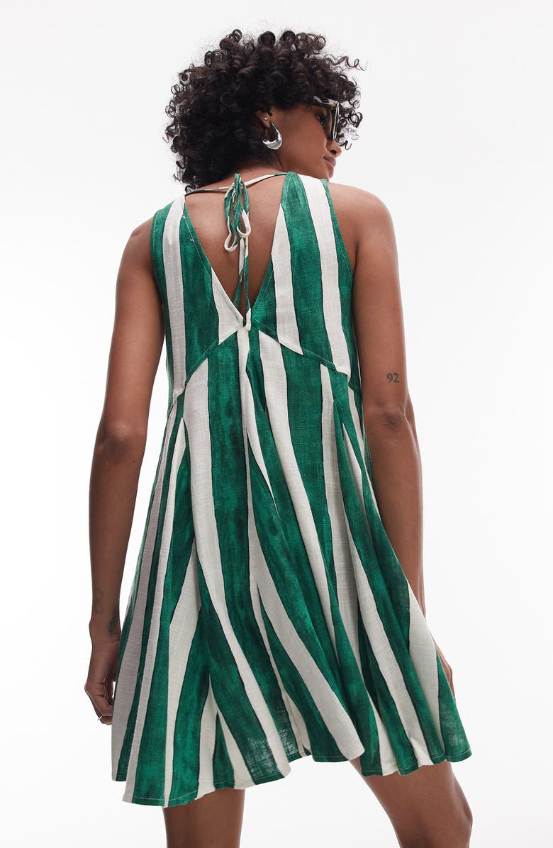 Topshop Stripe Trapeze Sundress, Alternate, color, Green
