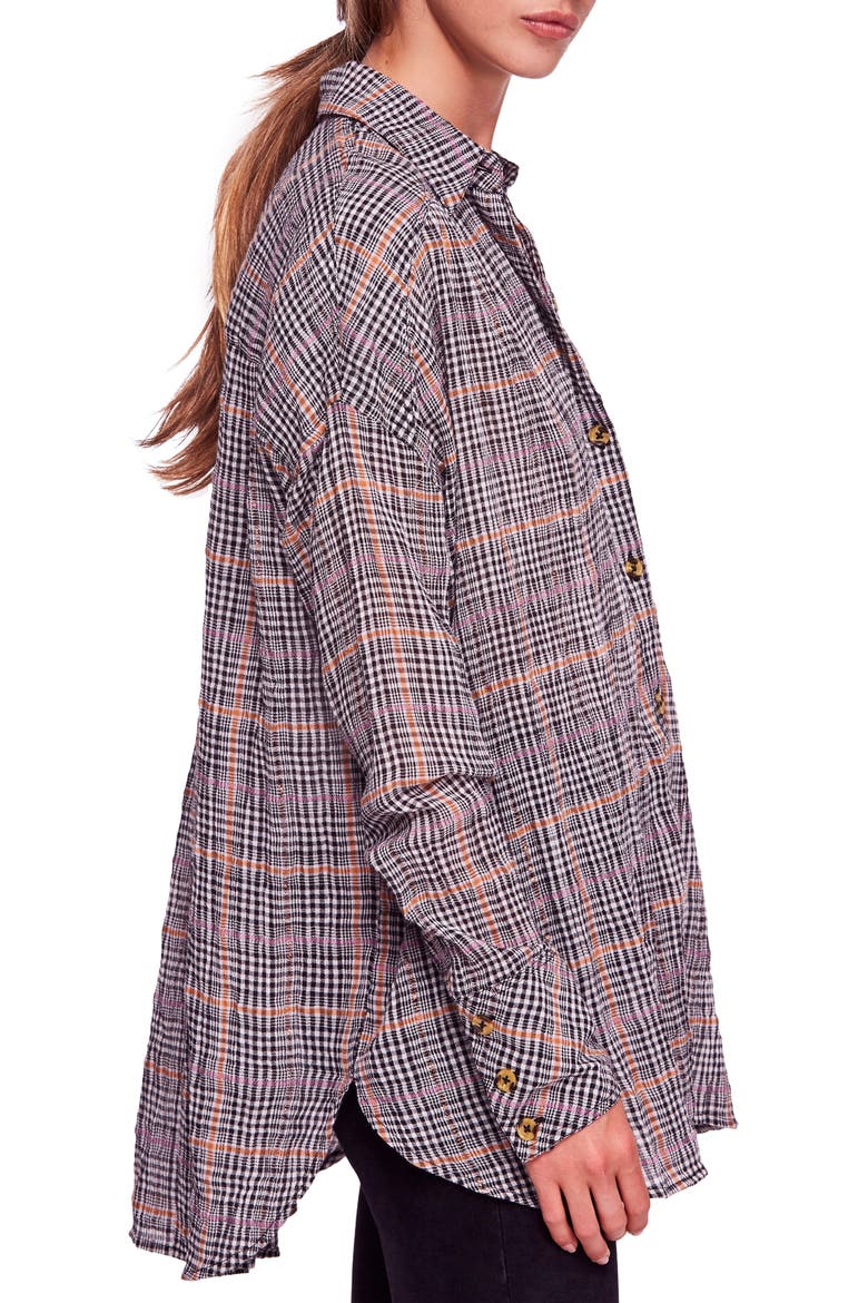 Break My Stripe Plaid Shirt, Alternate, color, BLACK