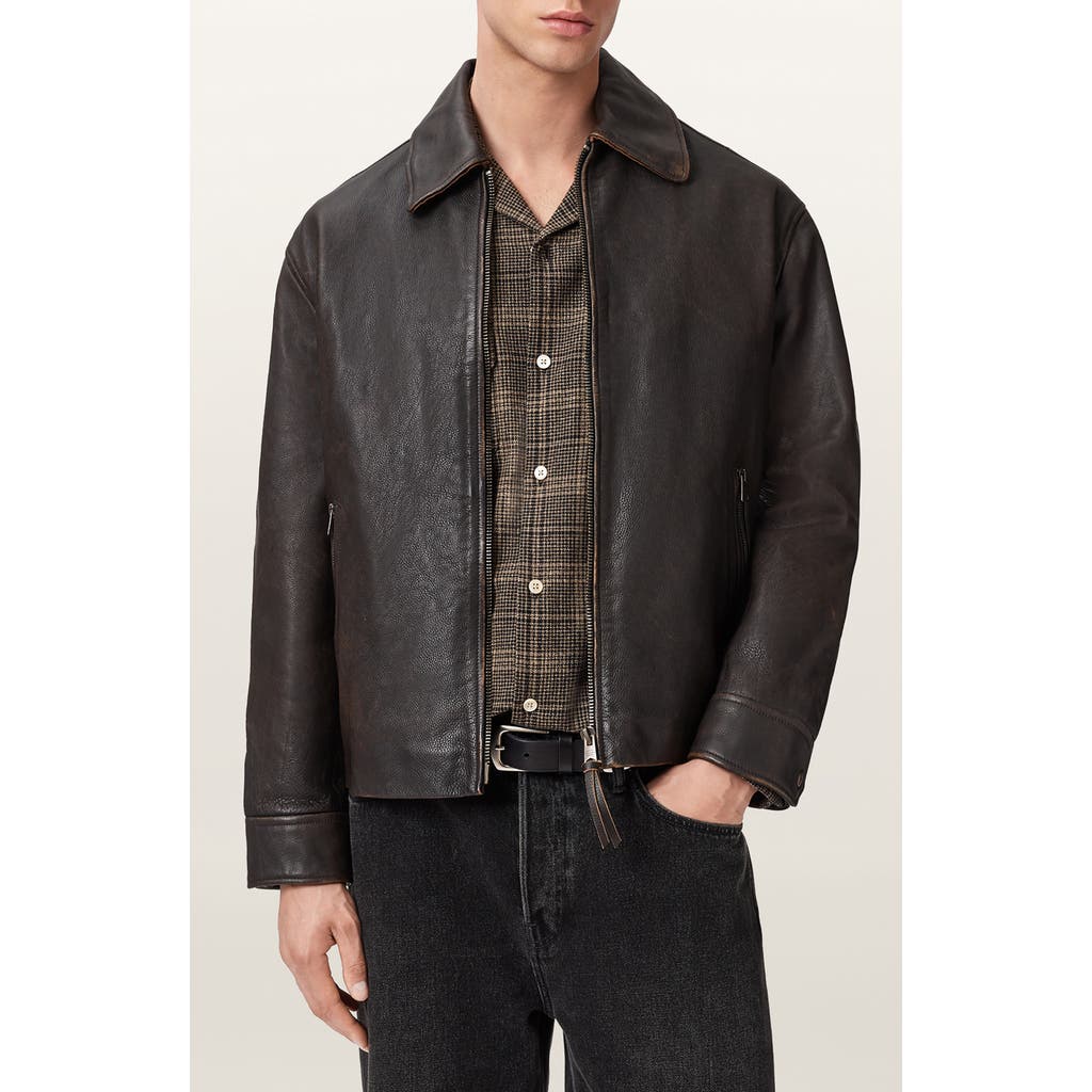 Allsaints Garrison Leather Jacket In Black