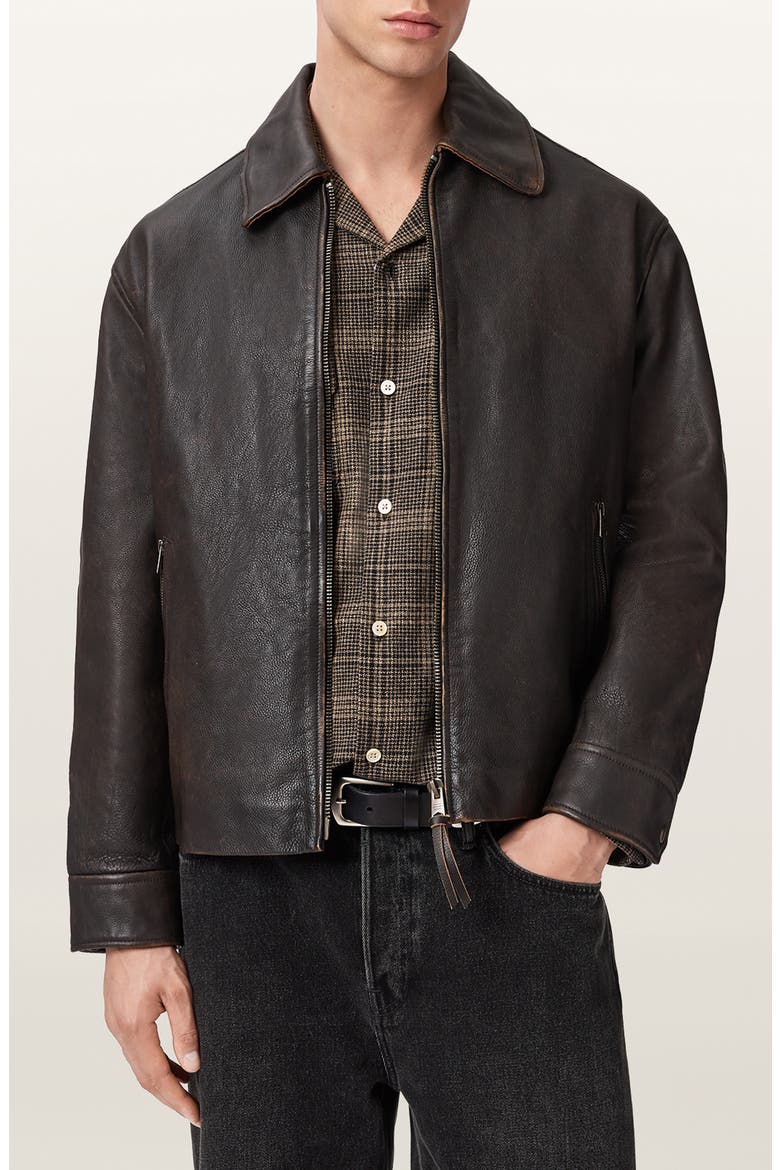 mens dress leather jacket Up Your AllSaints Cora Leather Men Jacket