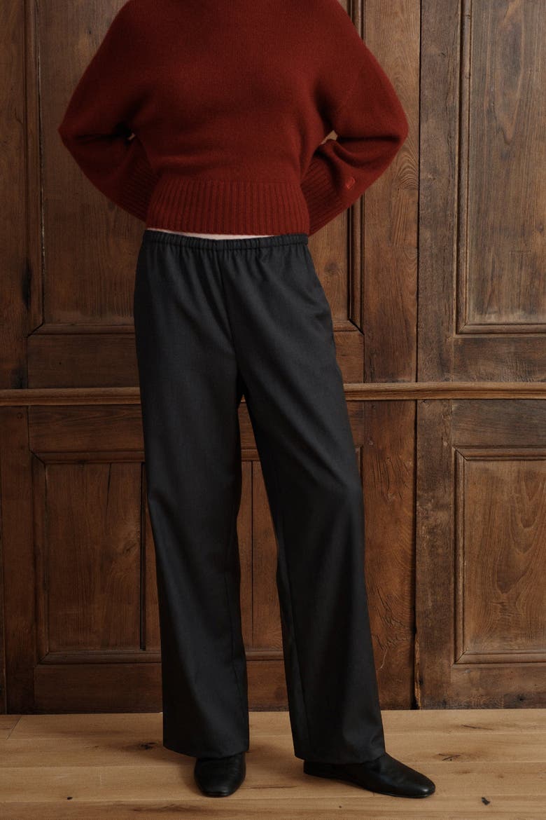 Joanna Wool Trouser, Alternate, color, Anthracite
