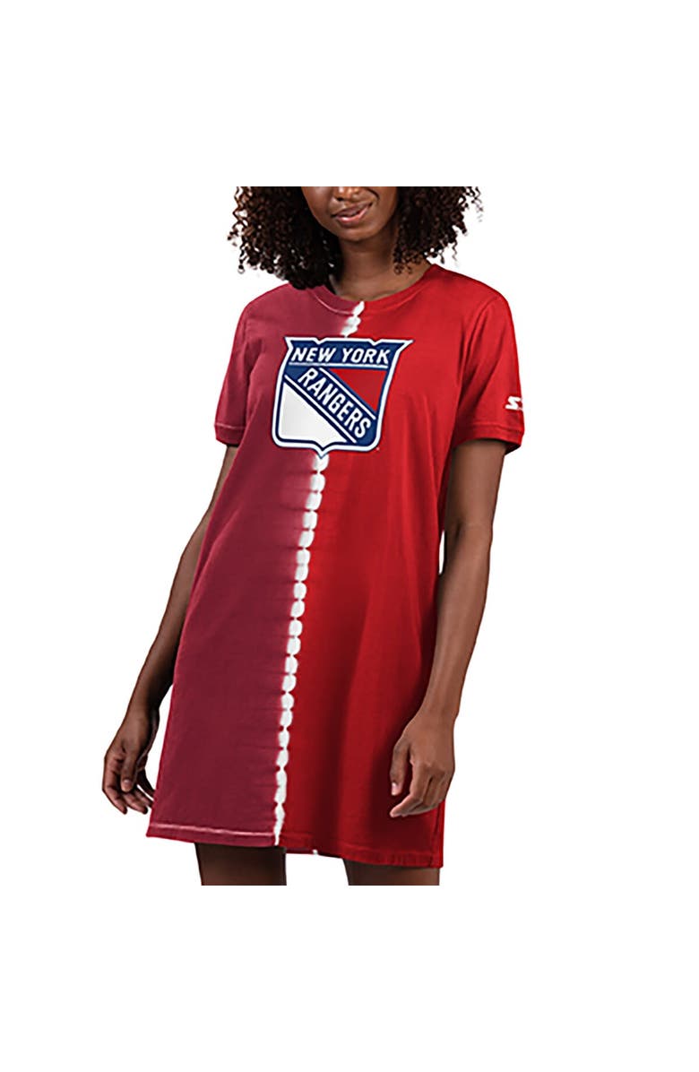 STARTER Women's Starter  Red New York Rangers Ace Tie-Dye Sneaker Dress, Alternate, color, Red