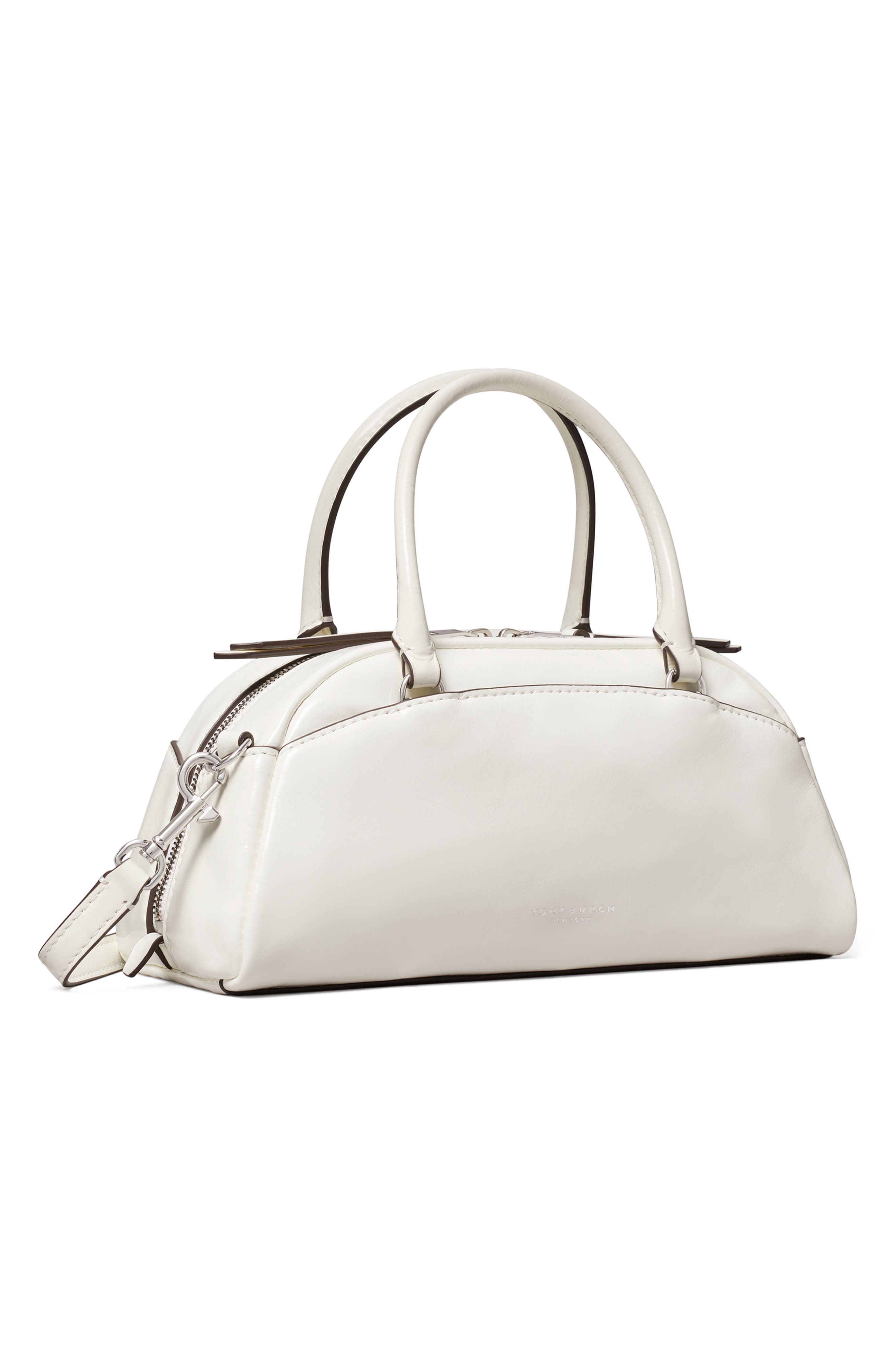 Tory Burch Small Bowler Top Handle Bag, Alternate, color, Bianco