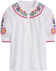 Boden Bea Embroidered Linen Top