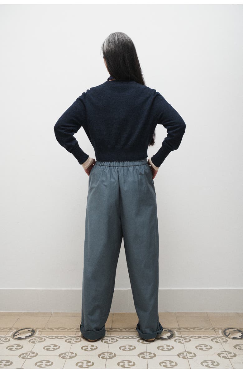 SILK LAUNDRY COTTON SILK PAPER BAG PANTS SLATE, Alternate, color, Slate