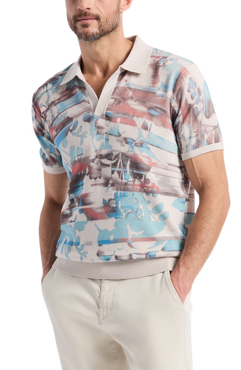 Robert Graham Ordale Johnny Collar Cotton Sweater Polo, Alternate, color, Multi