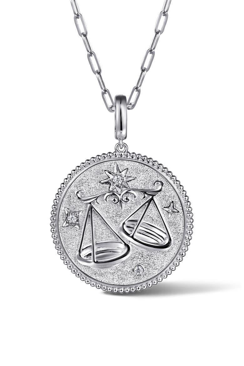 Bujukan Zodiac Sterling Silver & White Sapphire Medallion, Alternate, color, STERLING SILVER