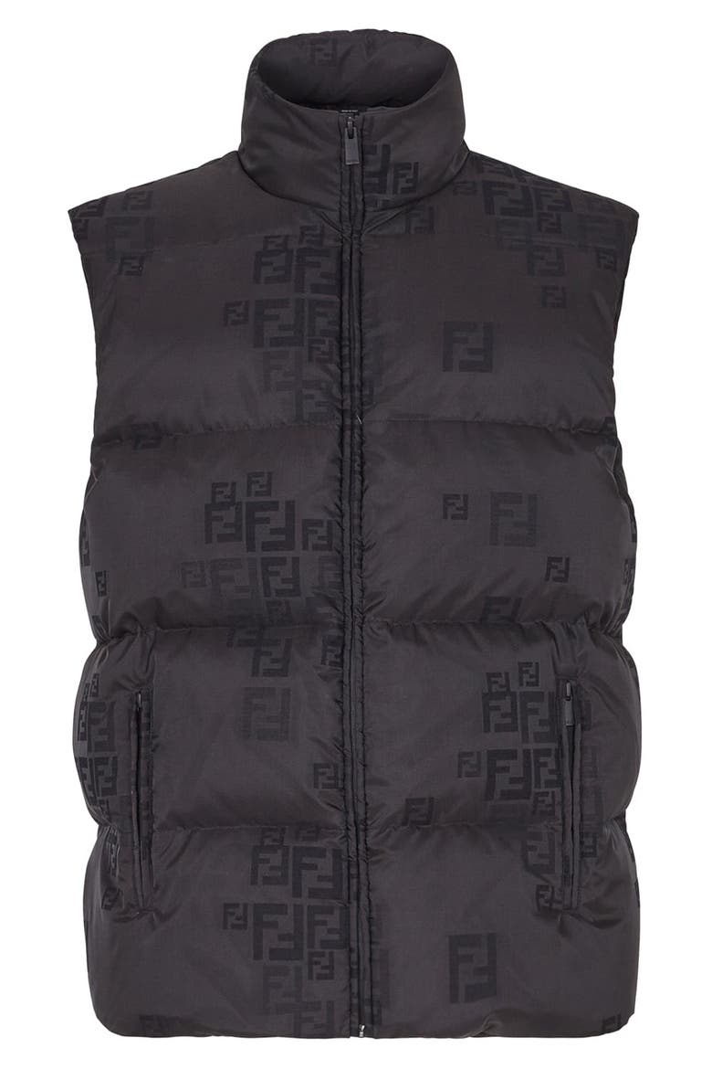 Logo Down Puffer Vest, Main, color, BLACK
