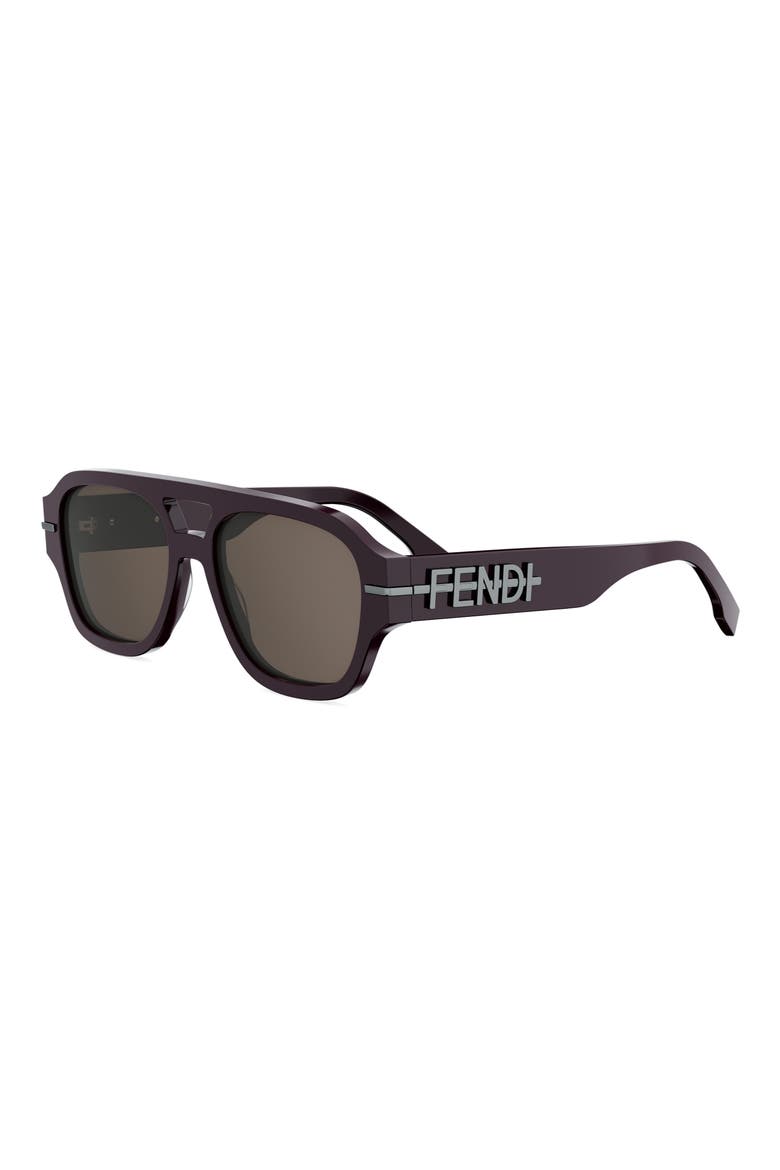 'Fendigraphy 55mm Geometric Sunglasses, Alternate, color, SHINY BORDEAUX / BROWN