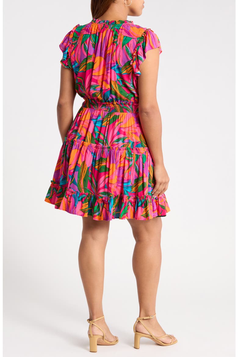 Beal Toledo Tropical Tiered Dress, Alternate, color, GREEN ORANGE MULTI