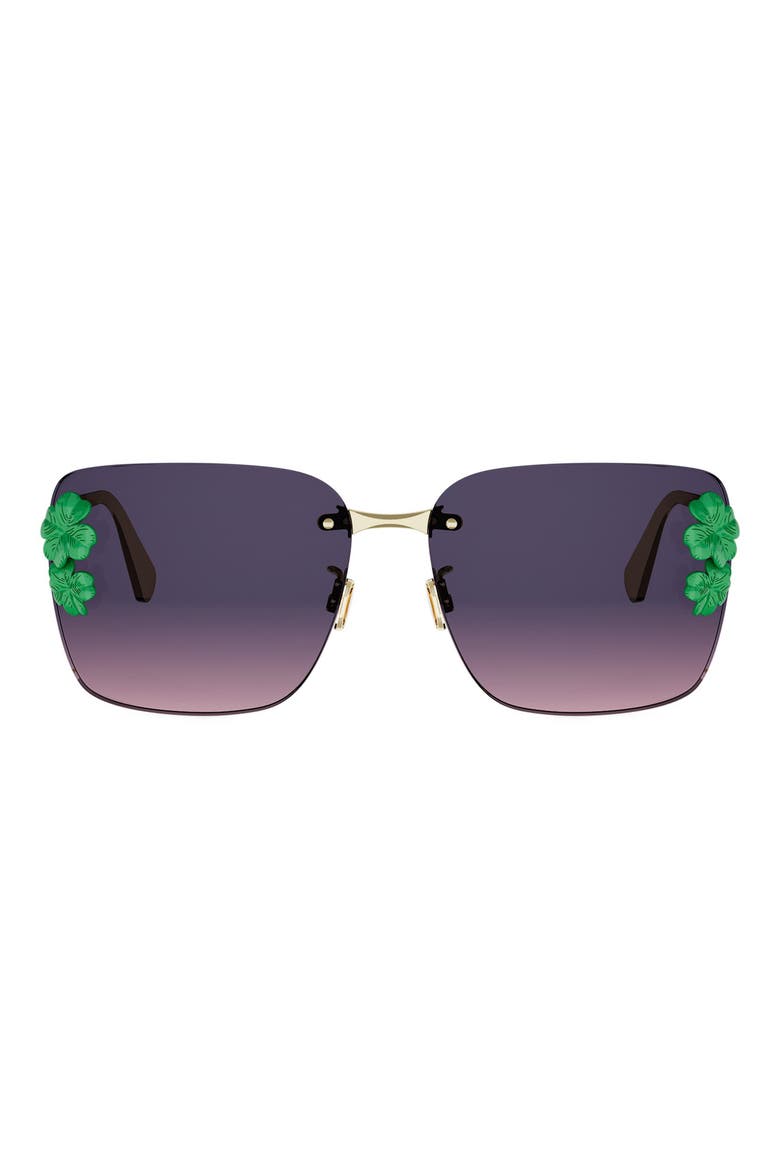 DiorClover S2U Oversize Gradient Rimless Square Sunglasses, Main, color, SHINY GOLD / GRADIENT BORDEAUX