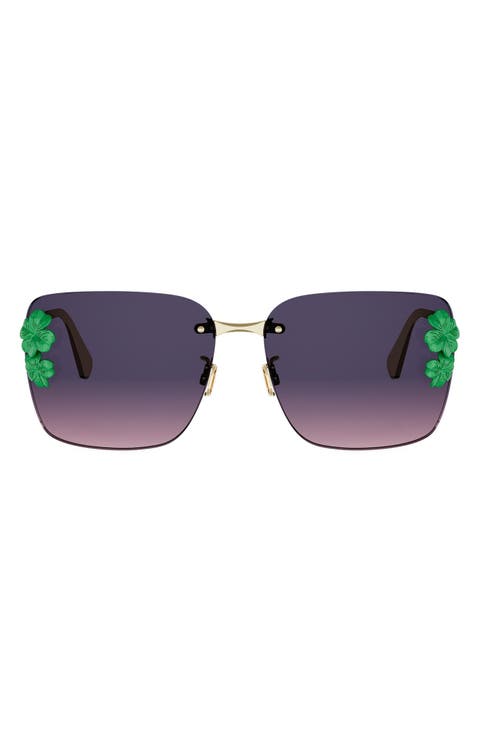 Clover S2U Oversize Gradient Rimless Square Sunglasses