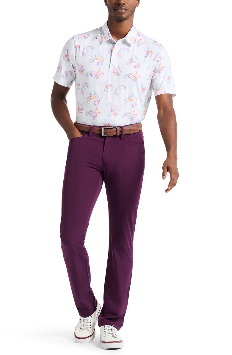 Robert Graham Keltz Paisley Performance Golf Polo, Alternate, color, White Multi