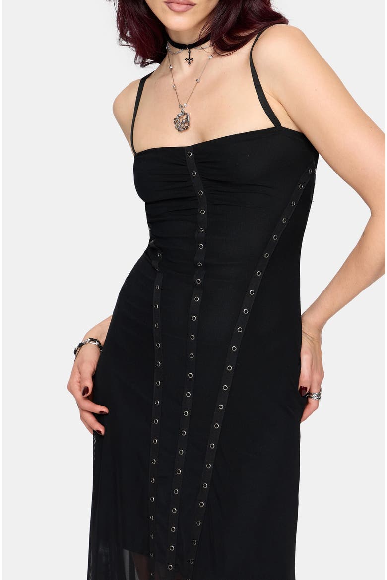 Virella Mesh Cami Midi Dress, Alternate, color, Black