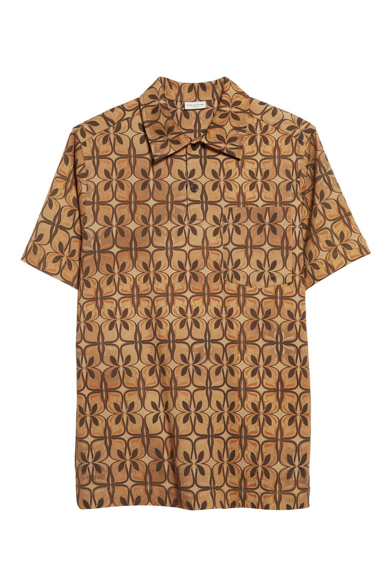 Helder Abstract Print Cotton Jersey Polo, Alternate, color, CAMEL 102