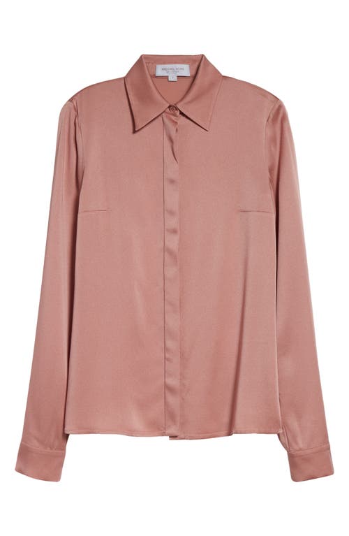 Michael Kors Collection Hansen Charmeuse Button-up Shirt In Pink