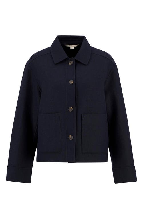 Barbour Ashdon Double Face Wool Blend Overshirt In Black