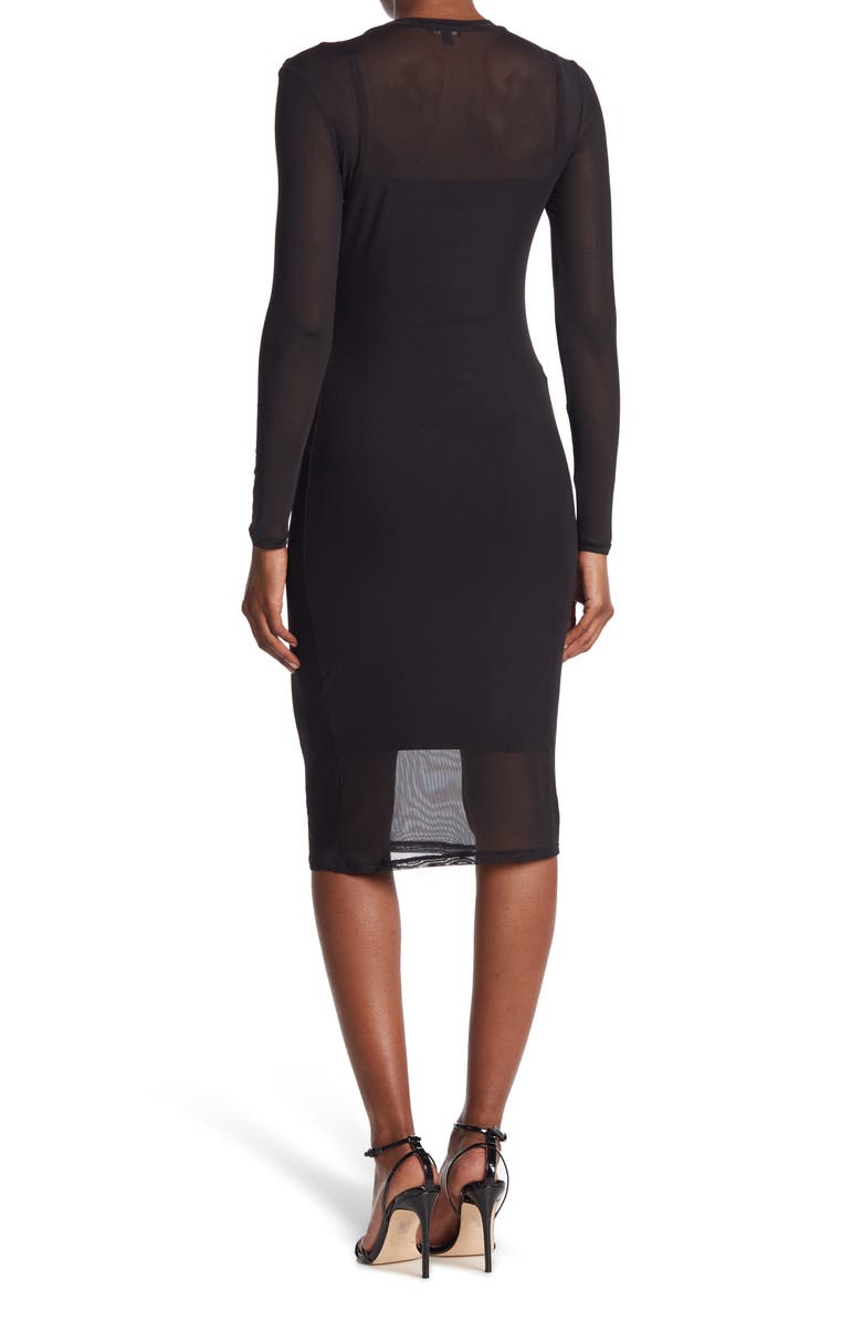 AFRM LOS ANGELES Loah Long Sleeve Mesh Midi Dress, Alternate, color,