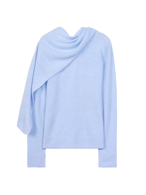 Cashmere Sweater with Draped Scarf