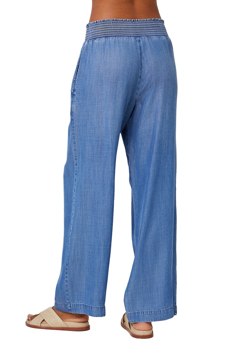 Bella Dahl Smocked Wide Leg Chambray Pants, Alternate, color, Moonlit Haze Wash