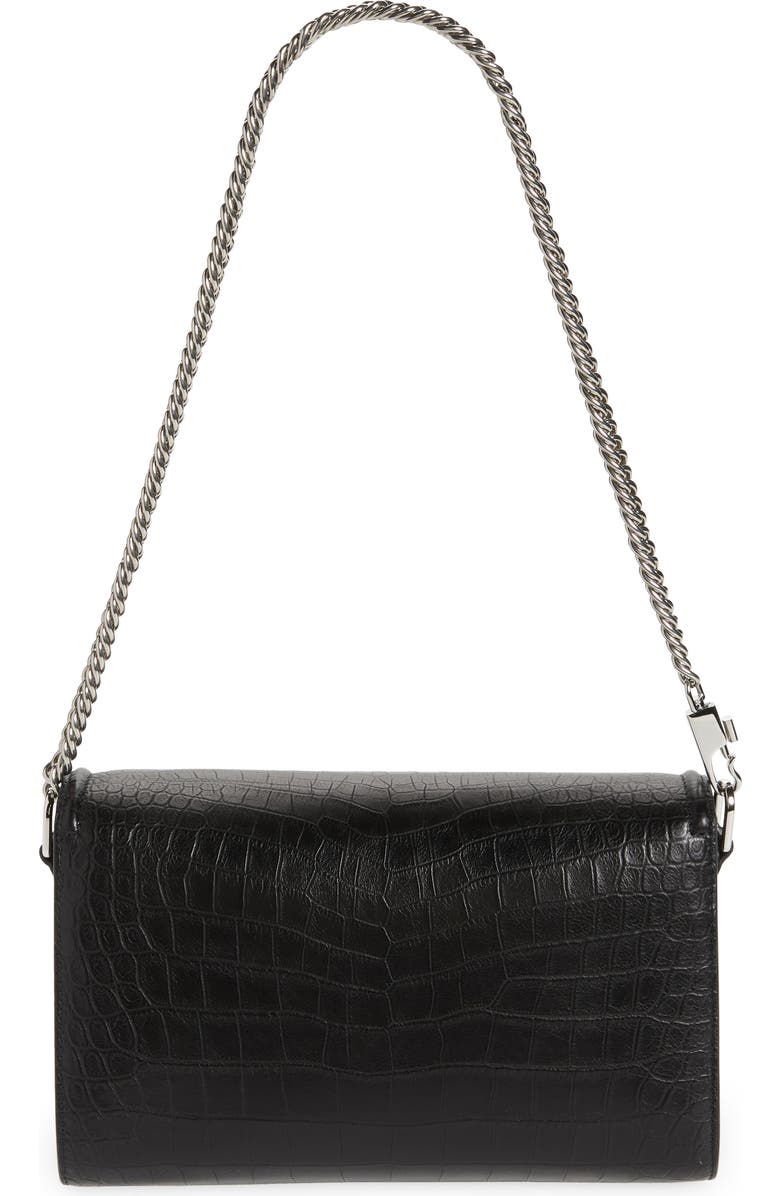 McQueen Alexander McQueen The Story Croc Embossed Leather Shoulder Bag, Alternate, color,