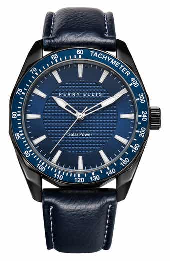 Solar Powered 3-Hand Quartz Strap Watch, 41mm