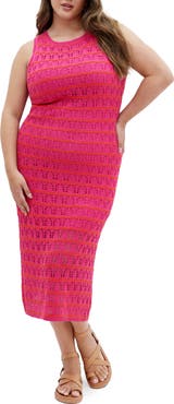 City Chic Open Knit Midi Tank Dress